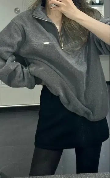 ponpon 하프 집 플리스