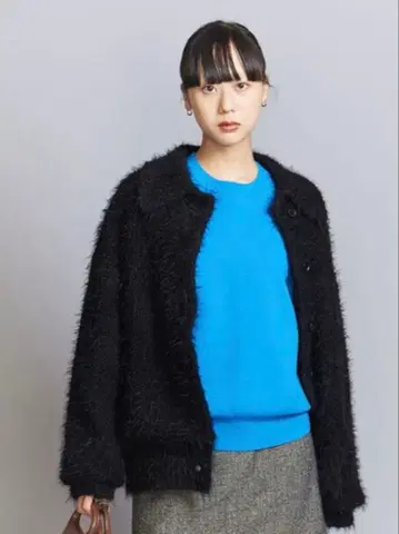 BEAUTY&YOUTH 페더 니트 라이너 가디건 블랙