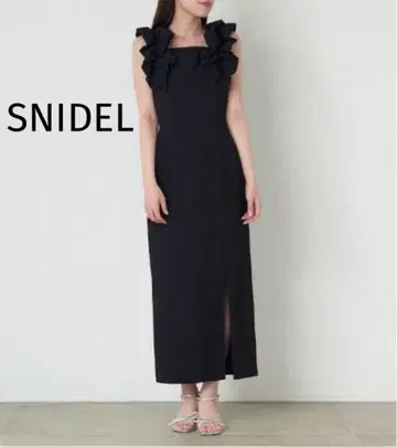 완판템 SNIDEL 벌룬 프릴 슬리브 I라인 원피스 블랙