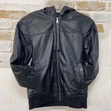 새상품급 천연 가죽 RDGHOST 블랙 가죽 후드티 M