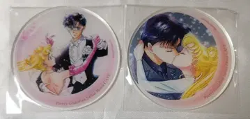 세일러문 카페 아크릴 코스터 핑크 빨간색 가면무도회