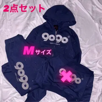 9090 girl OG 로고 글리터 셋업 네이비