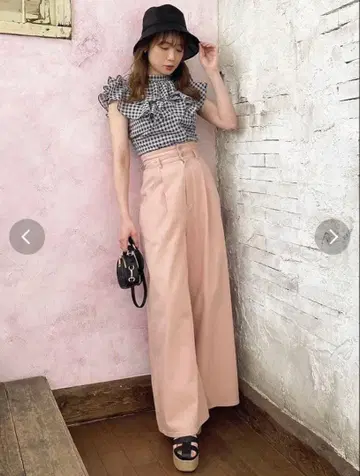 [새상품] dazzlin 더블 하이웨스트 와이드 데님 팬츠