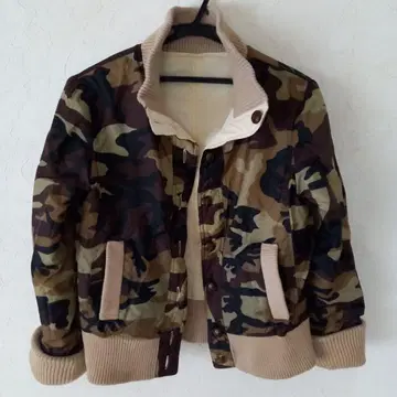 충전솜 블루종 리버서블 아이보리 x 카모 패턴