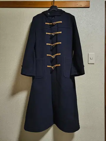 PPFM 더플 코트 후드 부착 남녀 공용 네이비