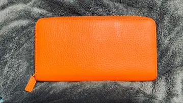 오렌지 가죽 장지갑 미사용 새상품