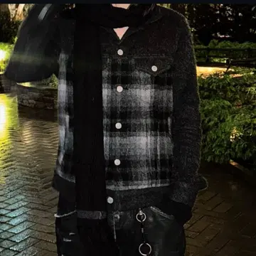 모헤어 체크 무늬 자켓