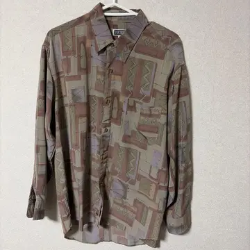 구제 의류 패턴 셔츠 기하학 패턴 남성용 긴팔 셔츠 L 사이즈