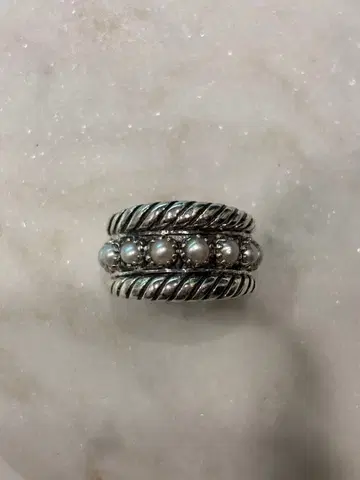 비쥬맘 실버 925 로프 디자인 펄 반지 11호 새상품