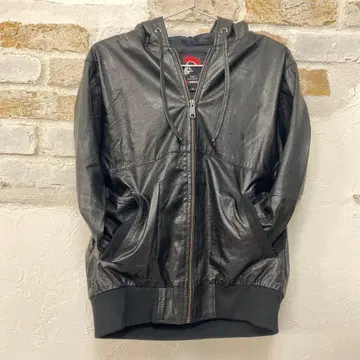 새상품급 천연 가죽 REDMOHICAN 블랙 가죽 후드티 L