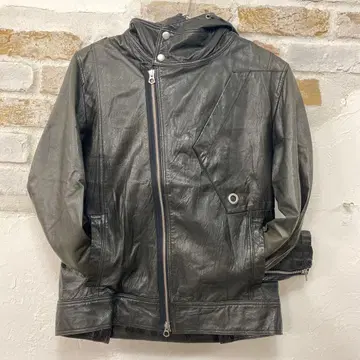 새상품급 돈피 PADDY 후드 부착 가죽 라이더 자켓 L