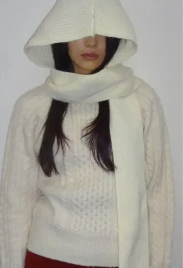 FEKETE 라메 후디 머플러 화이트