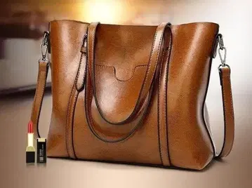 브라운 토트백 합성 피혁 대용량