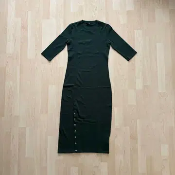 Theory 다크 그린 7부 소매 원피스