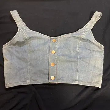 데님 버튼 크롭 탑