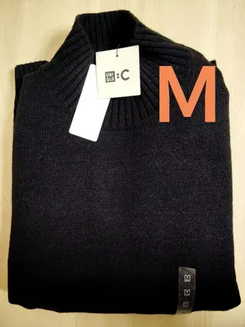 새상품 UNIQLO C 로우게이지 하이넥 스웨터 블랙 M 유니클로