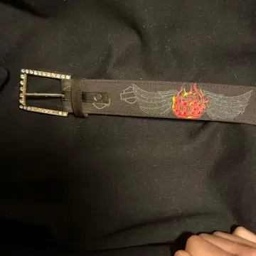 Harley-Davidson 패브릭 소재 벨트 불꽃과 날개 디자인