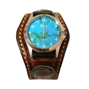 KC,s 시계 가죽 케이시즈 남성용 쿼츠 콘초 인디언