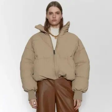 zara 다운 자켓 아우터 여성용 베이지 M 사이즈