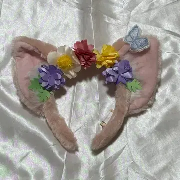 꽃 장식 핑크 귀 머리띠