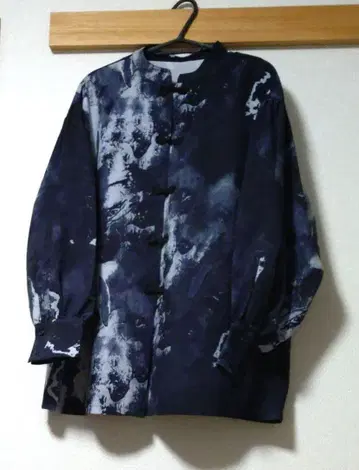 HARE 셔츠 블라우스 차이나가라 셔츠 긴팔 마블 패턴