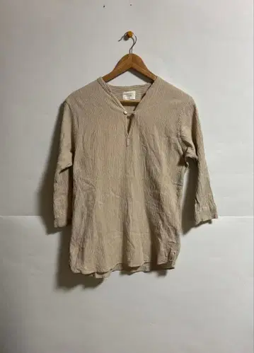 SLICK 일본제 7부 소매 티셔츠 면 100% 사이즈 2 베이지