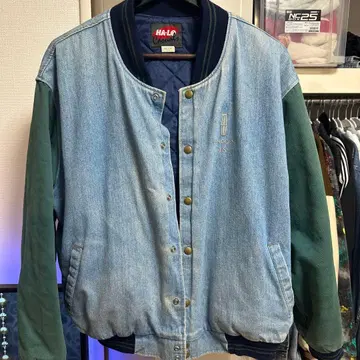 데님 봄버 자켓 그린