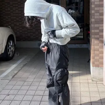 무인양품 후드티 집업 크롭 기장 그레이 XL