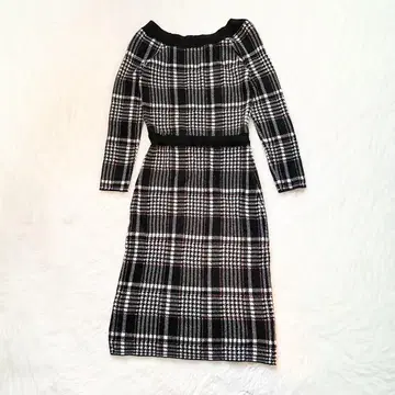 레스 빠세 Laisse passe 원피스 체크 오프숄더