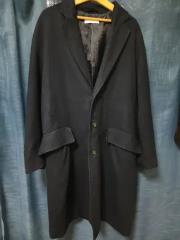 WYM LIDNM 체스터 코트 롱 기장 네이비