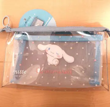 새상품 시나몬 미테 클리어 파우치 메쉬 바닥