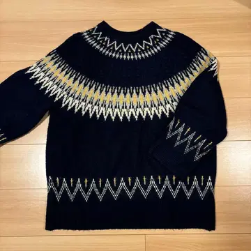 earth 스웨터 구심 패턴 네이비