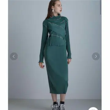 kotohayokozawa 코토하요코자와 롱 슬리브 하이넥 드레스