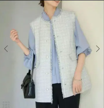 미사용 로페피크닉 트위드 지레 베스트 라이트 그레이