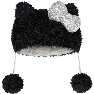 헬로키티 모자 블랙 폼폼 포함