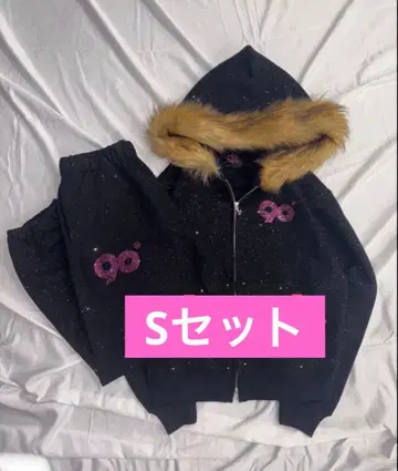 9090 girl 90 로고 글리터 퍼 집 셋업