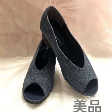 새상품급 크롤 발리에 경량 펌프스 데님 웨지솔 23.5cm