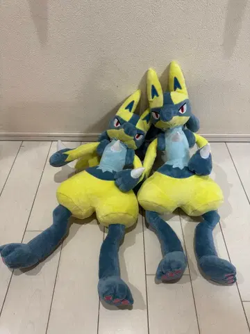 포켓몬스터 메챠모후굿토 봉제 인형 옐로우 컬러 루카리오 2개 세트