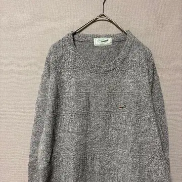 크로커다일 크루넥 스웨터(L) 그레이 로고 원포인트 장식 편직