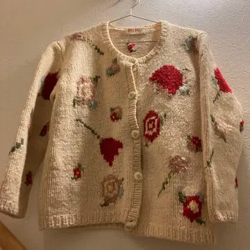 핑크하우스 꽃무늬 자수 가디건