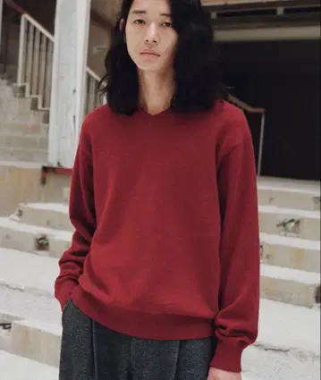 wym FOX BLEND STANDARD KNIT(V-NECK) 레드