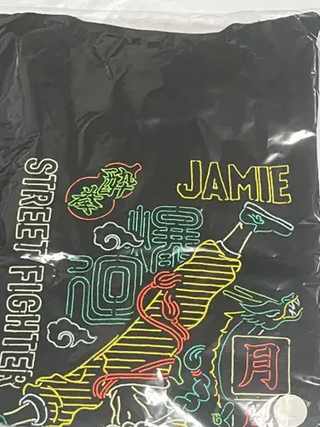 제이미 STREET FIGHTER 6 네온 디자인 자수 티셔츠
