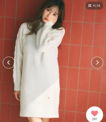 울 혼방 케이블 슬리브 미니 원피스 [ 세탁기 OK ]