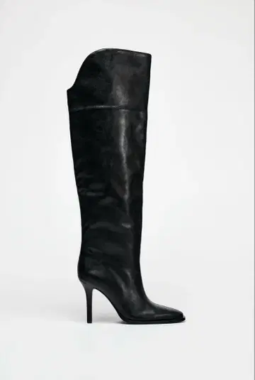 XL 샤프트 하이힐 부츠 블랙