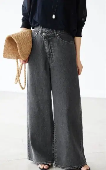 SLOBE IENA LE DENIM 틸트 와이드 스트레이트 데님 38