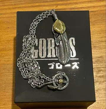 GORO'S 페더 목걸이 실버 골드 박스 포함