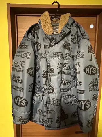 HYS 그레이 프린트 패턴 다운 자켓