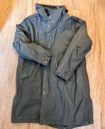 올리브 드라브 후드 부착 모즈 코트 사이즈 M~L 군장 M-64 미군