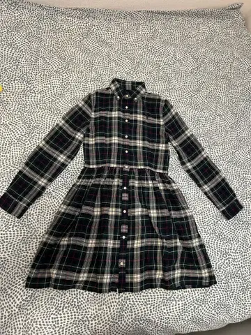 그린 계열 체크 셔츠 원피스 16