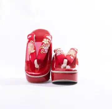 힐 조리 여성용 자수 벚꽃 통굽 후리소데 성인식 졸업식 조리 단품 레드